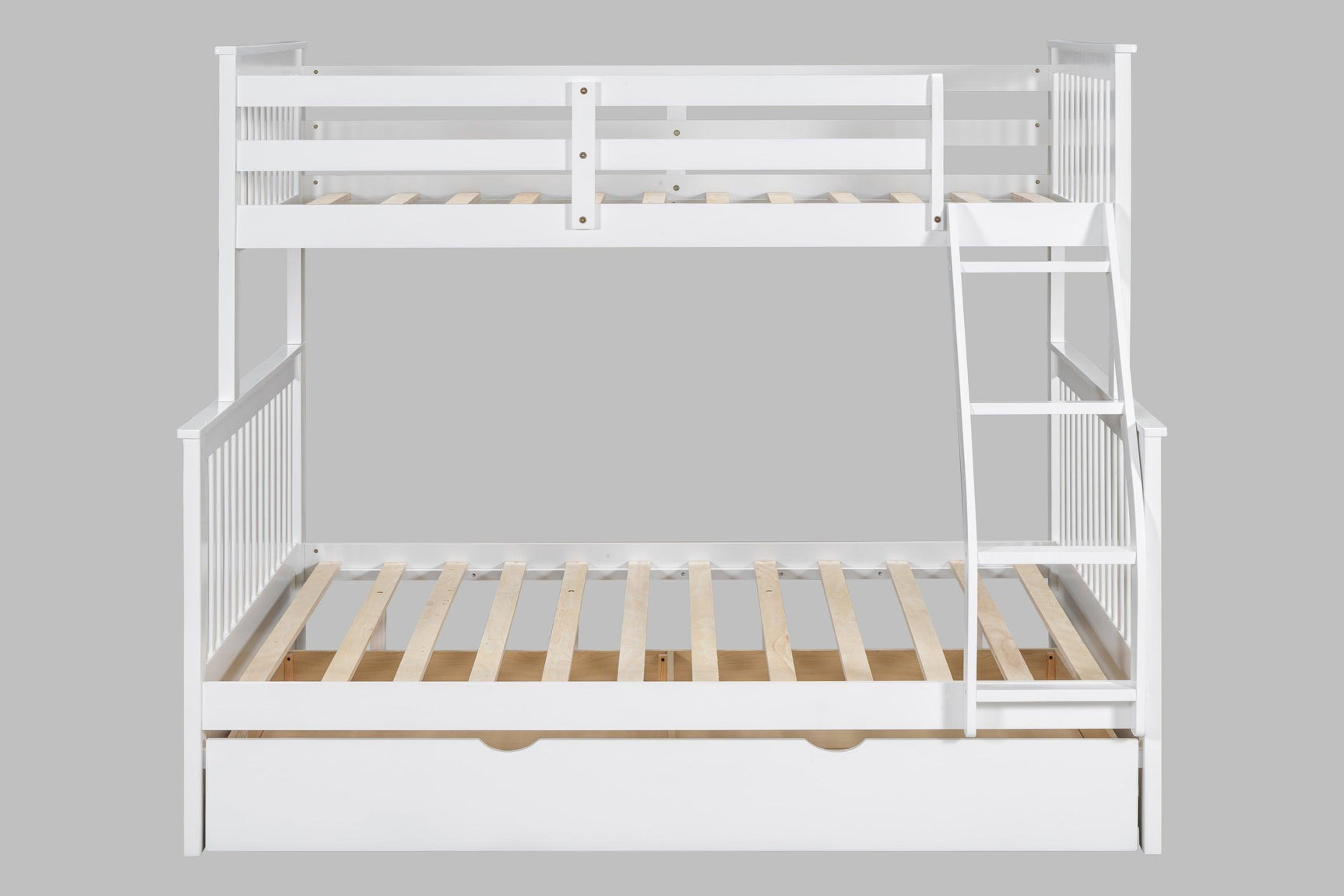 White Twin Over Full Trundle Bunk Bed