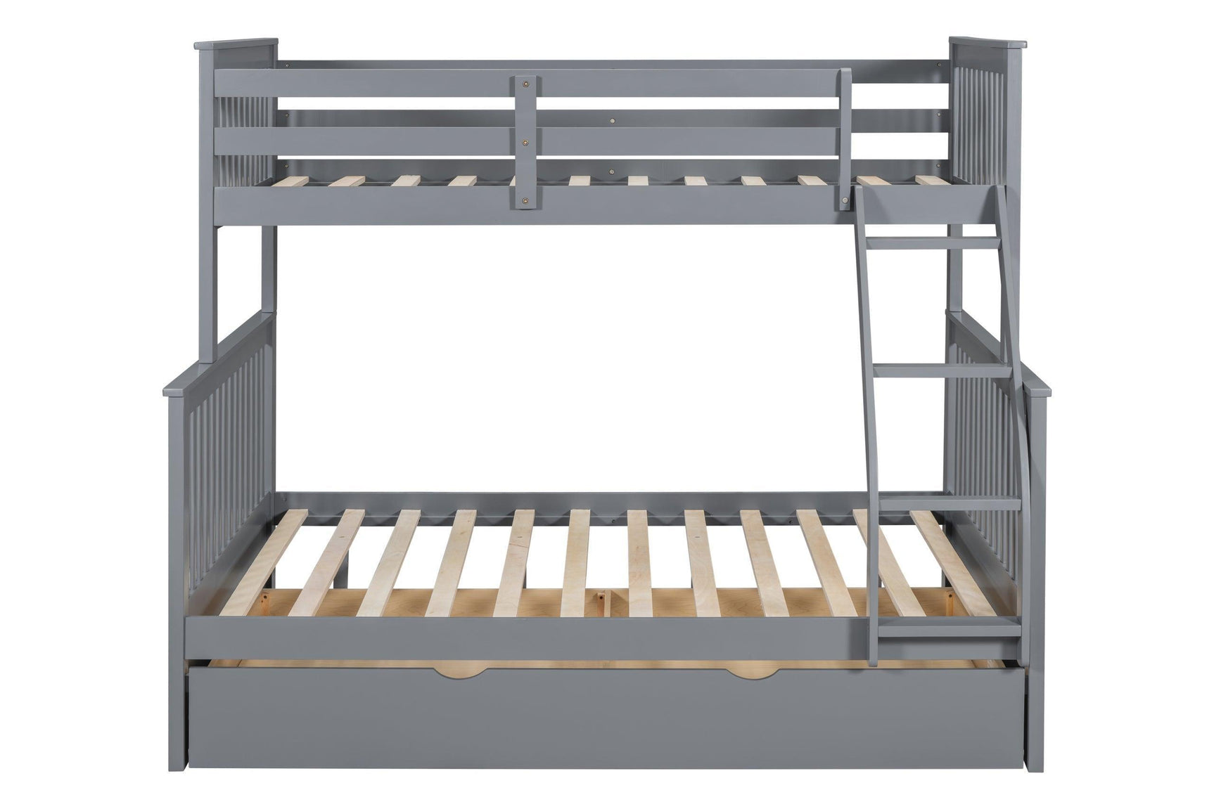 Gray Twin Over Full Trundle Bunk Bed