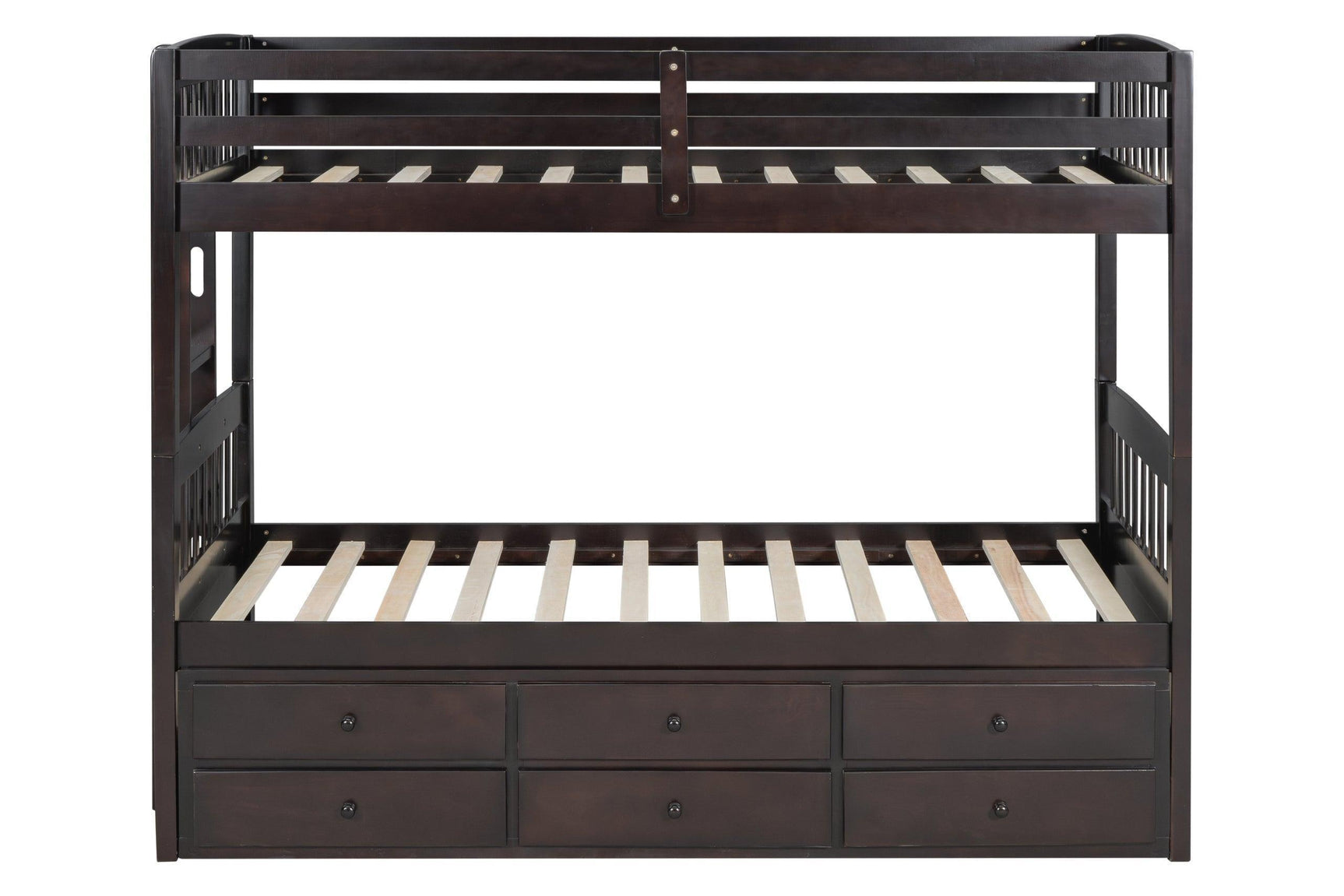 Espresso Twin Over Twin Trundle Storage Bunk Bed