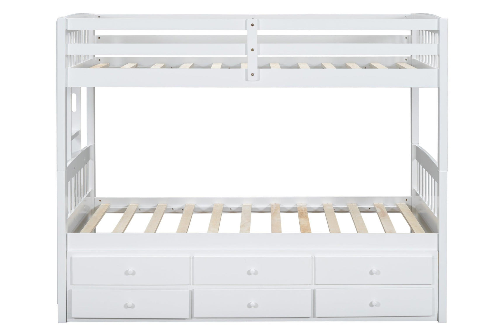 White Twin Over Twin Trundle Storage Bunk Bed