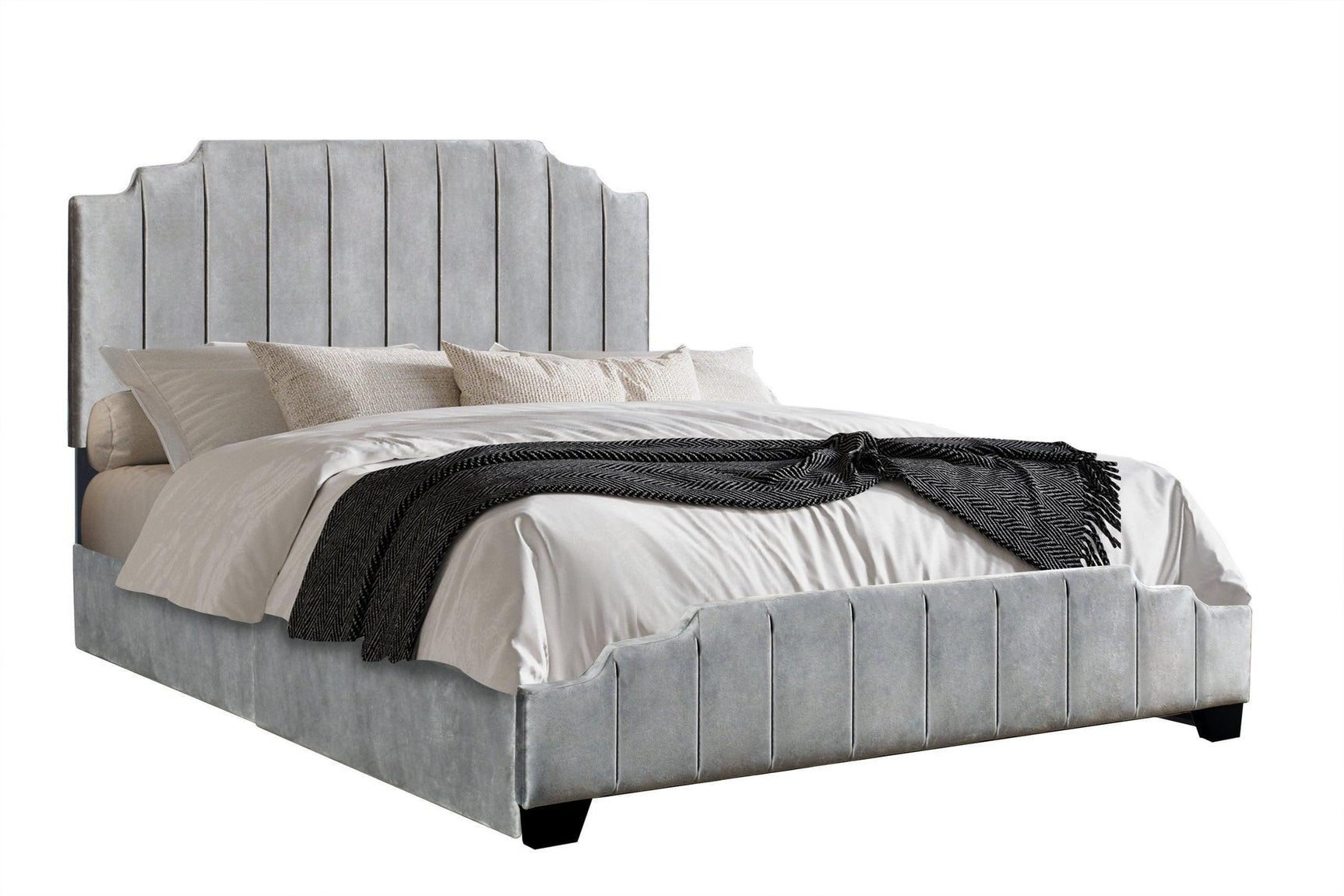 Dooma Gray Velvet Upholstered Platform Full Bed