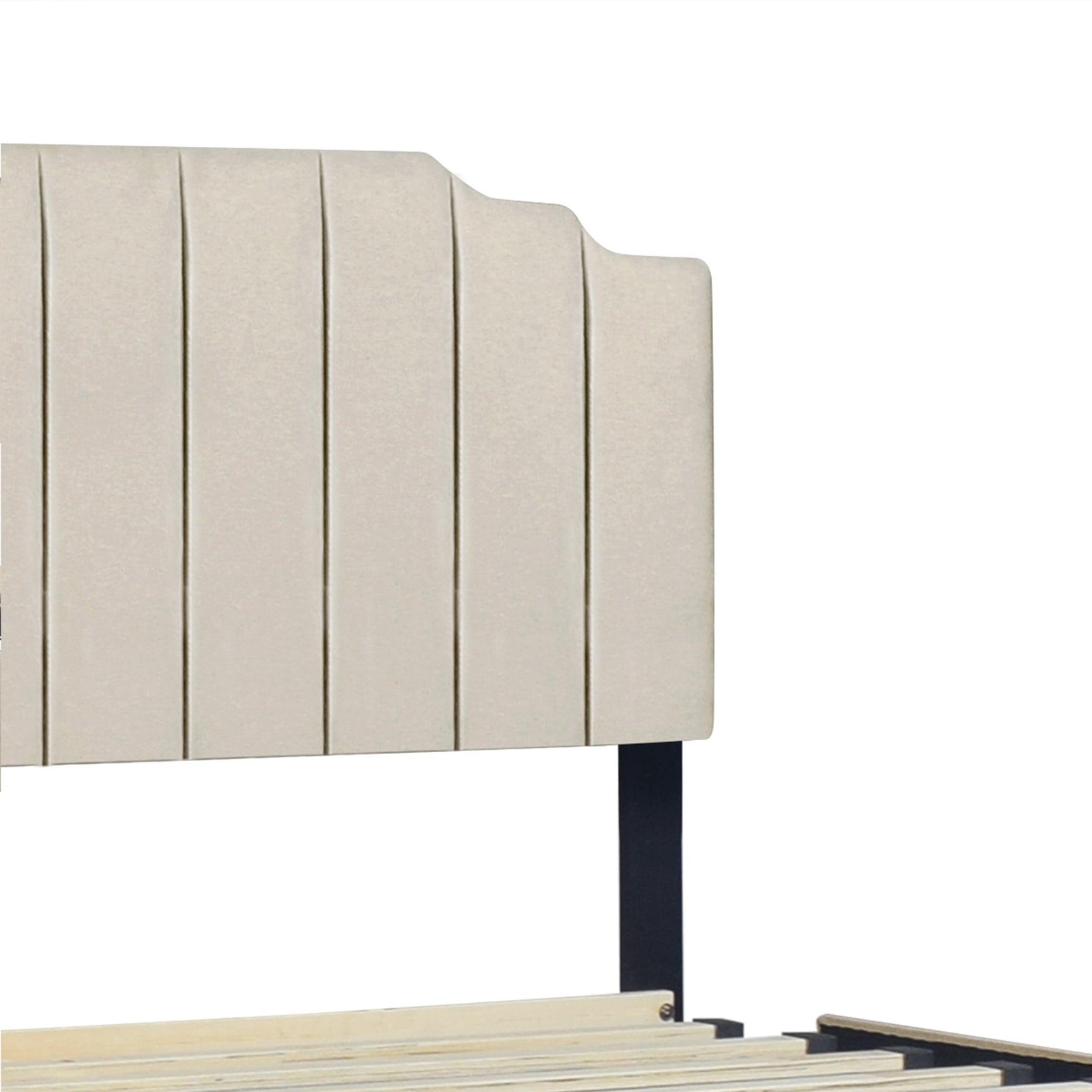 Jaddy Beige Velvet Upholstered Platform King Bed
