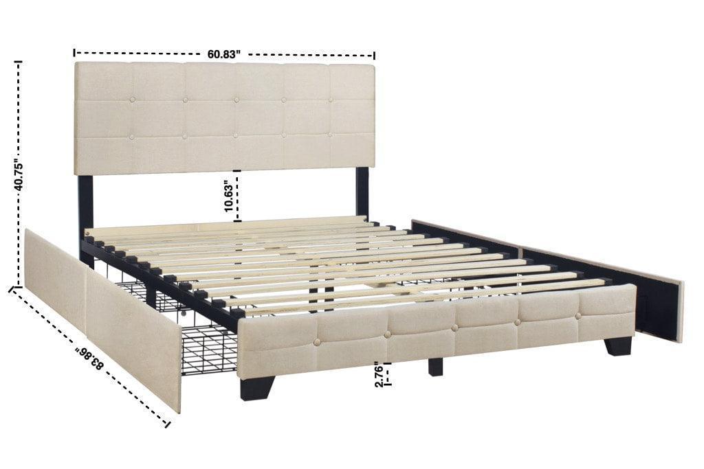 Faddy Beige Upholstered Tufted Platform King Bed
