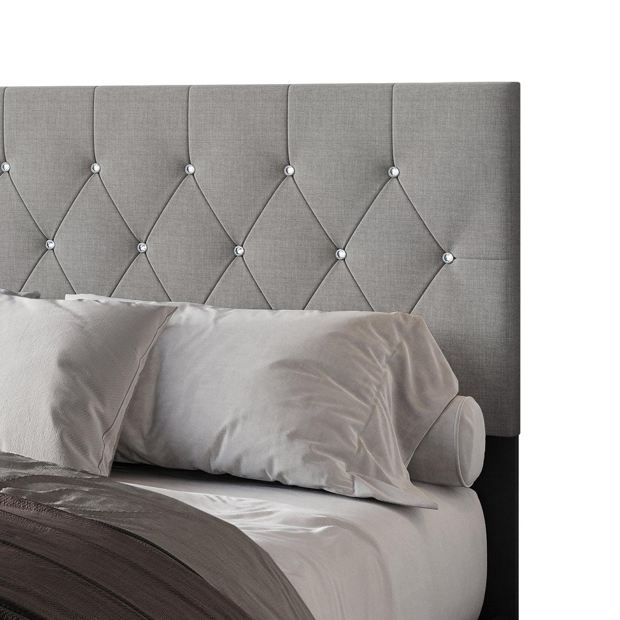 Dooma Gray Velvet Upholstered Tufted Platform Queen Bed