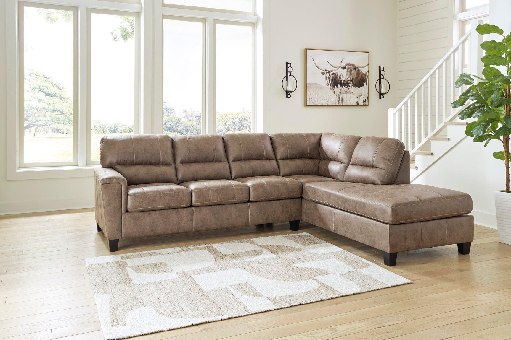 Navi Fossil Faux Leather Sectional
