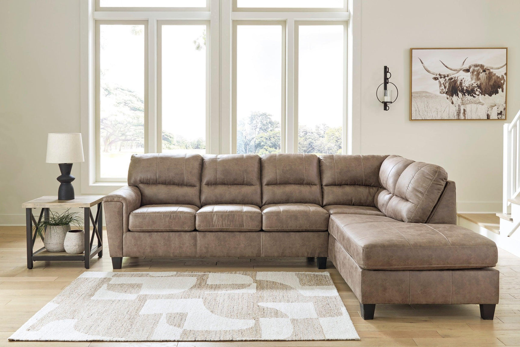 Navi Fossil Faux Leather Sectional