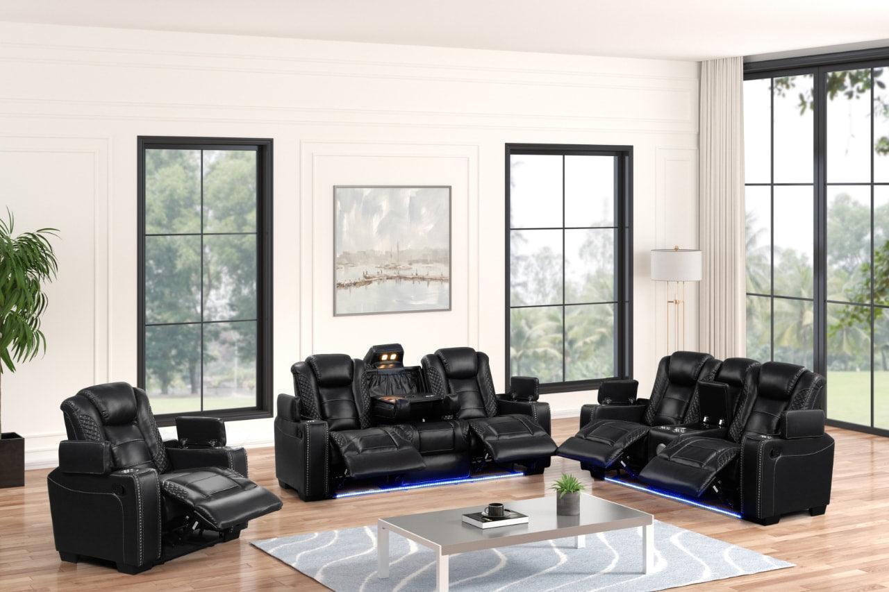 Stefano Black 3-Piece Reclining Set