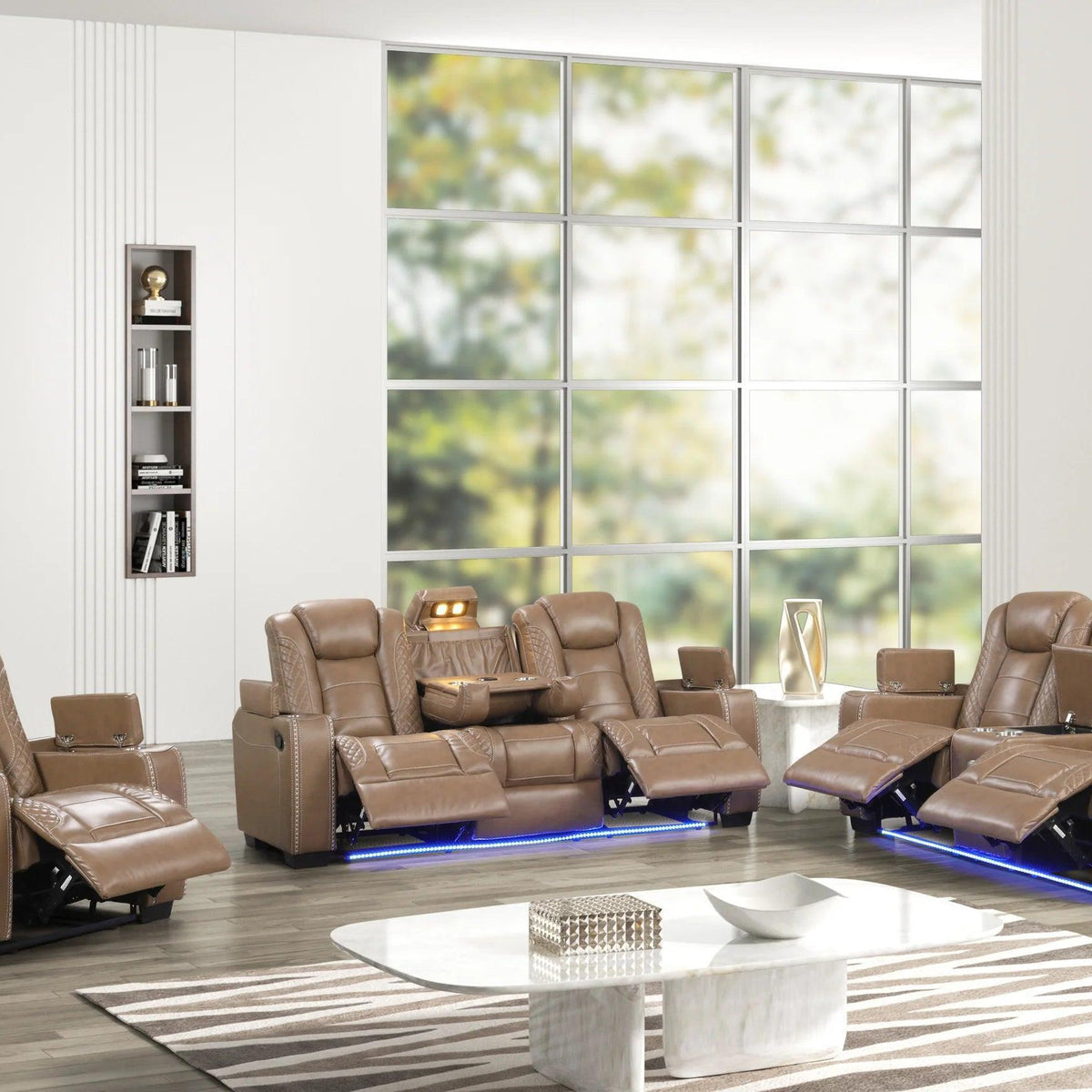 Stefano Brown 3-Piece Reclining Set - Ella Furniture