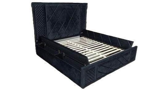 Lorenzo Black Upholstered LED Platform Queen Bed