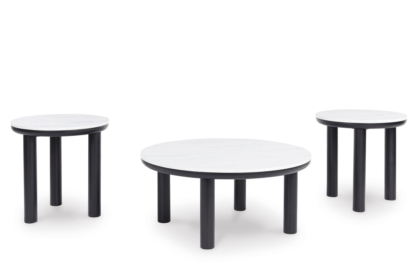 Kom Black White Occasional Table Set