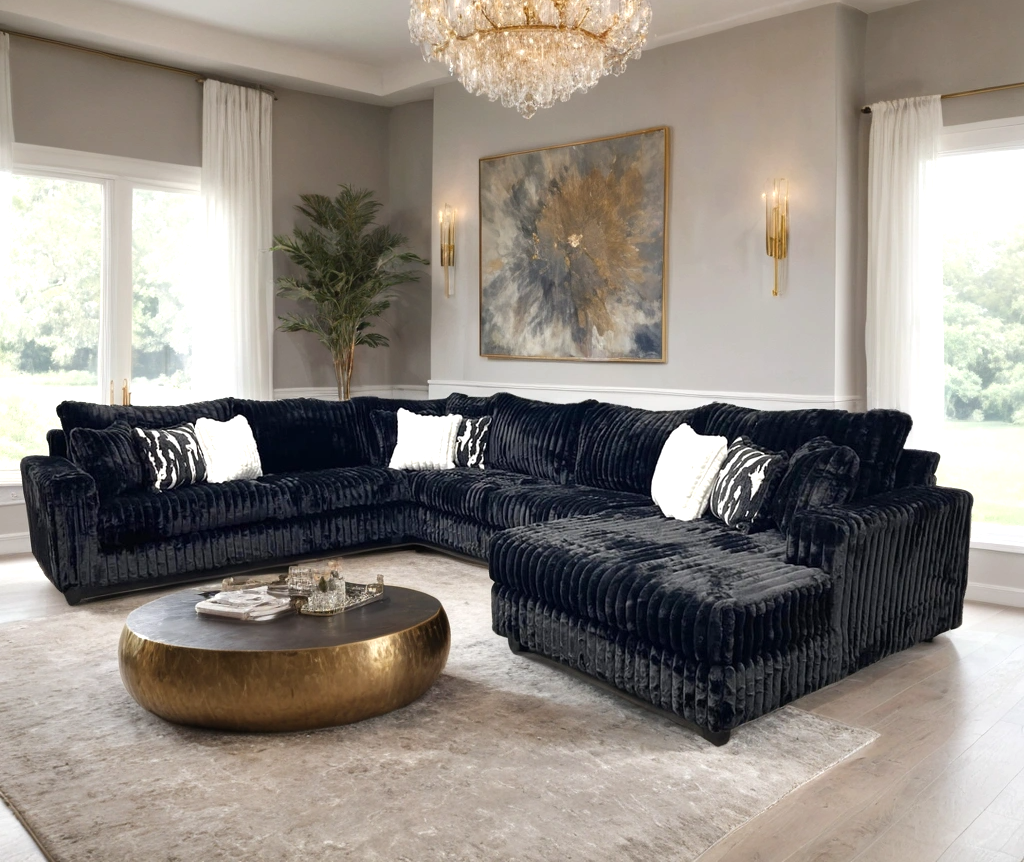 Marlo Black 4-Piece Oversized Sectional