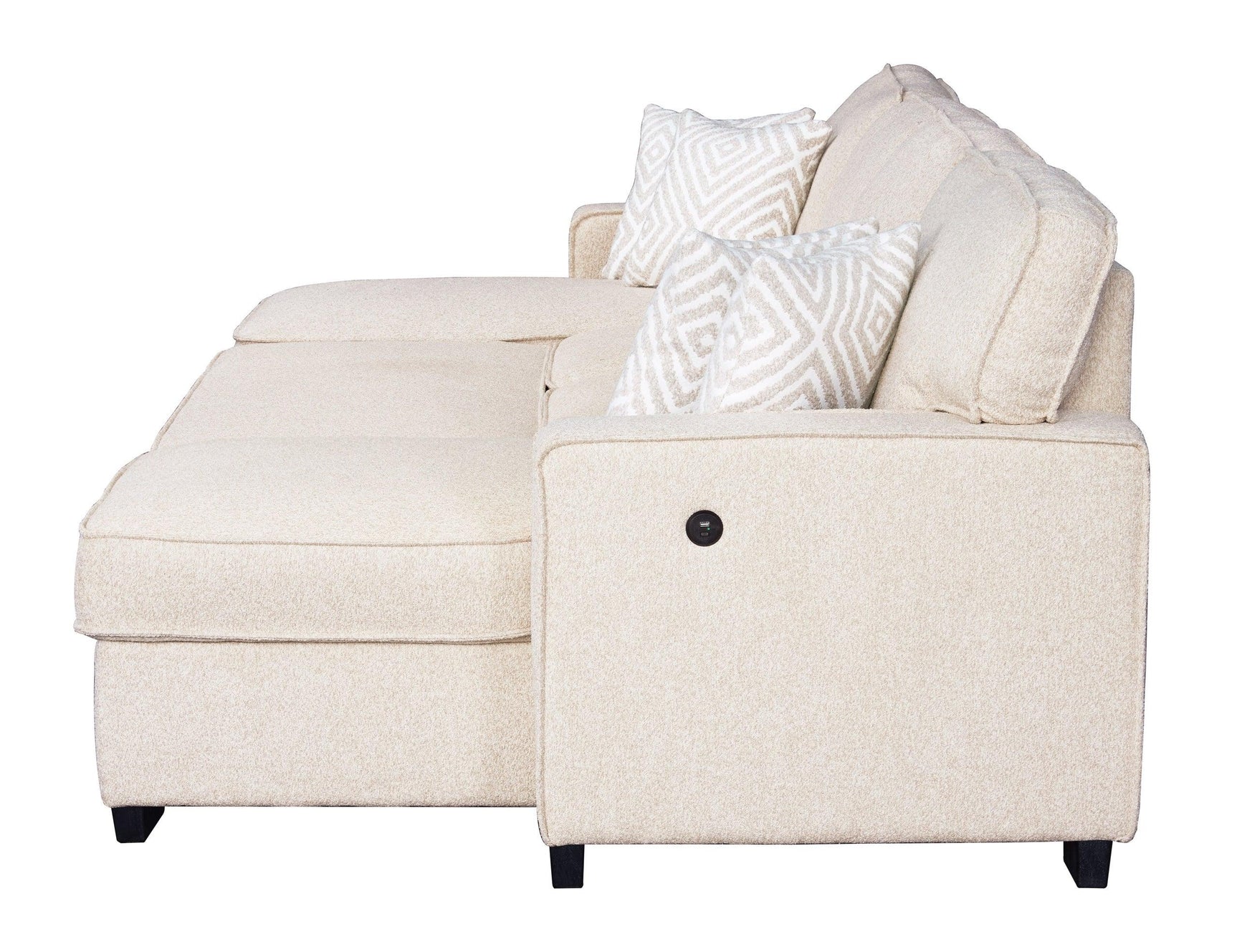 Sahara Beige Double Storage Chaise Sectional w Drop Down Cupholders