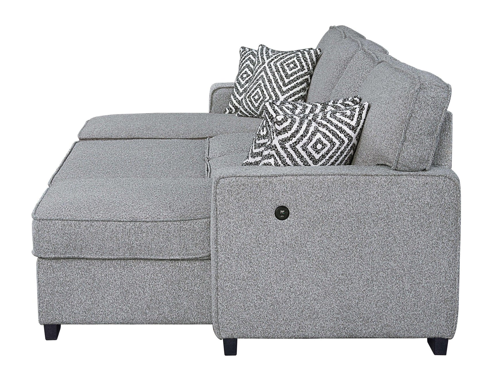 Sahara Gray Double Storage Chaise Sectional w Drop Down Cupholders