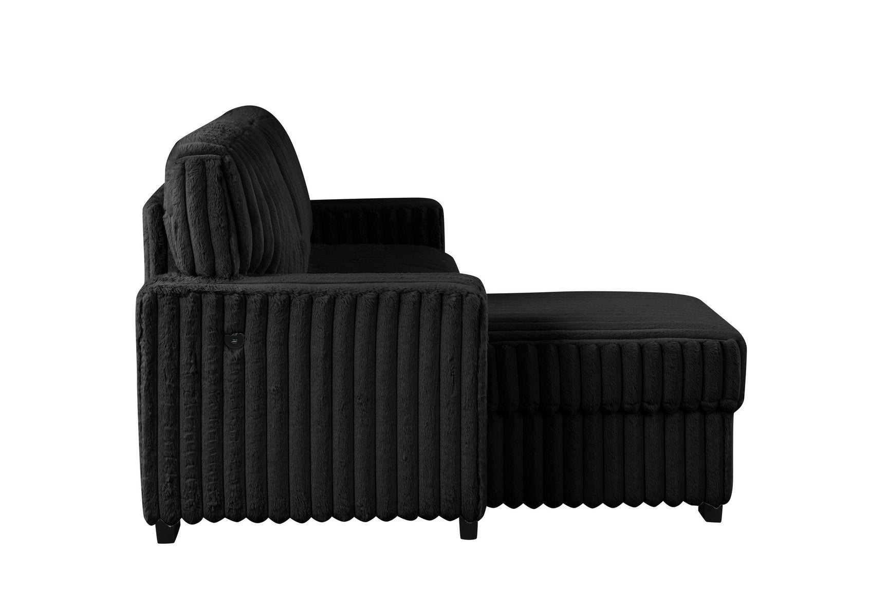 Poland Black Reversible Sectional w Pull-Out Bed