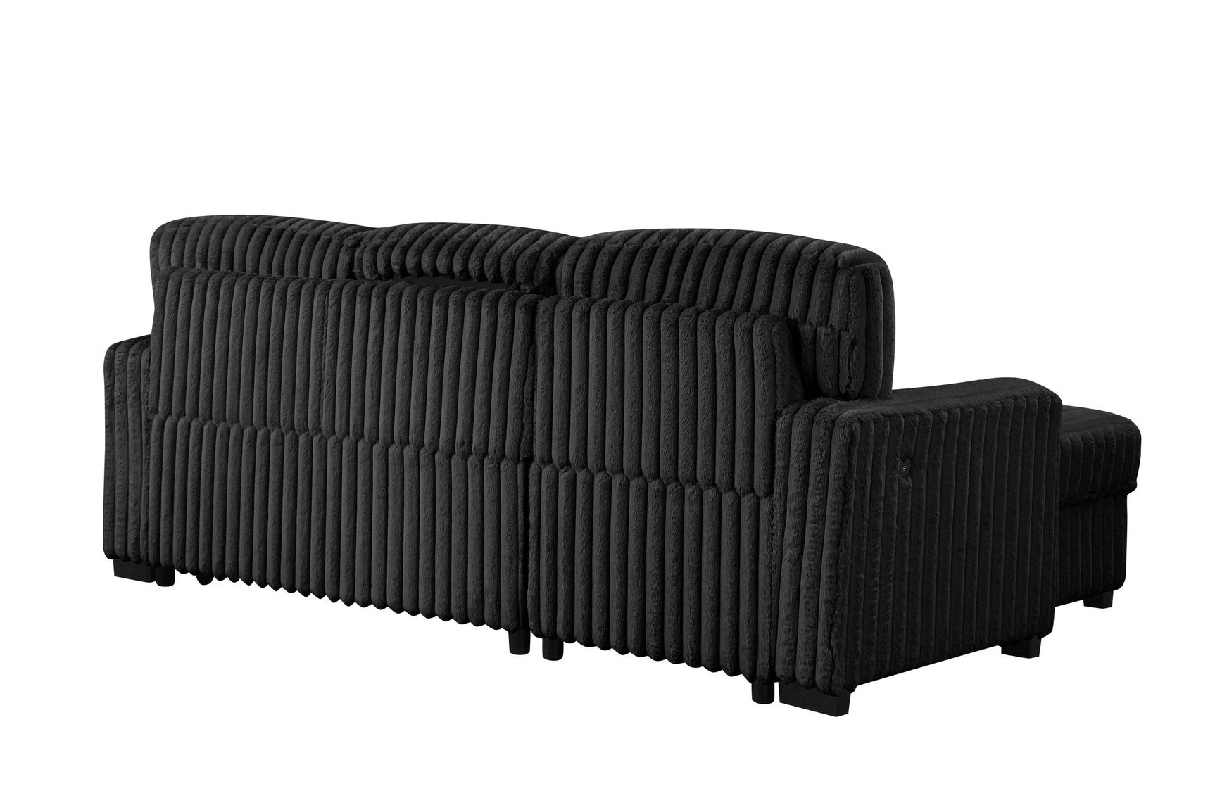 Poland Black Reversible Sectional w Pull-Out Bed