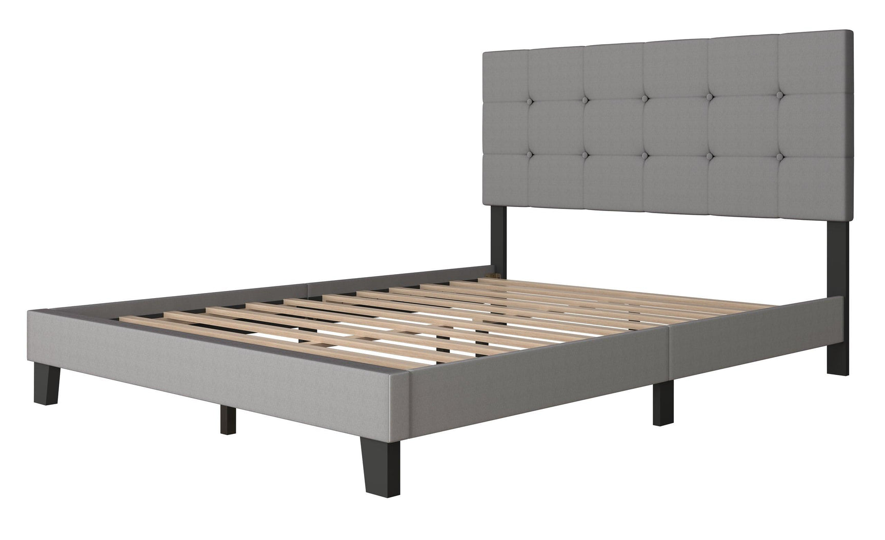 Nini Gray Upholstered Platform Queen Bed