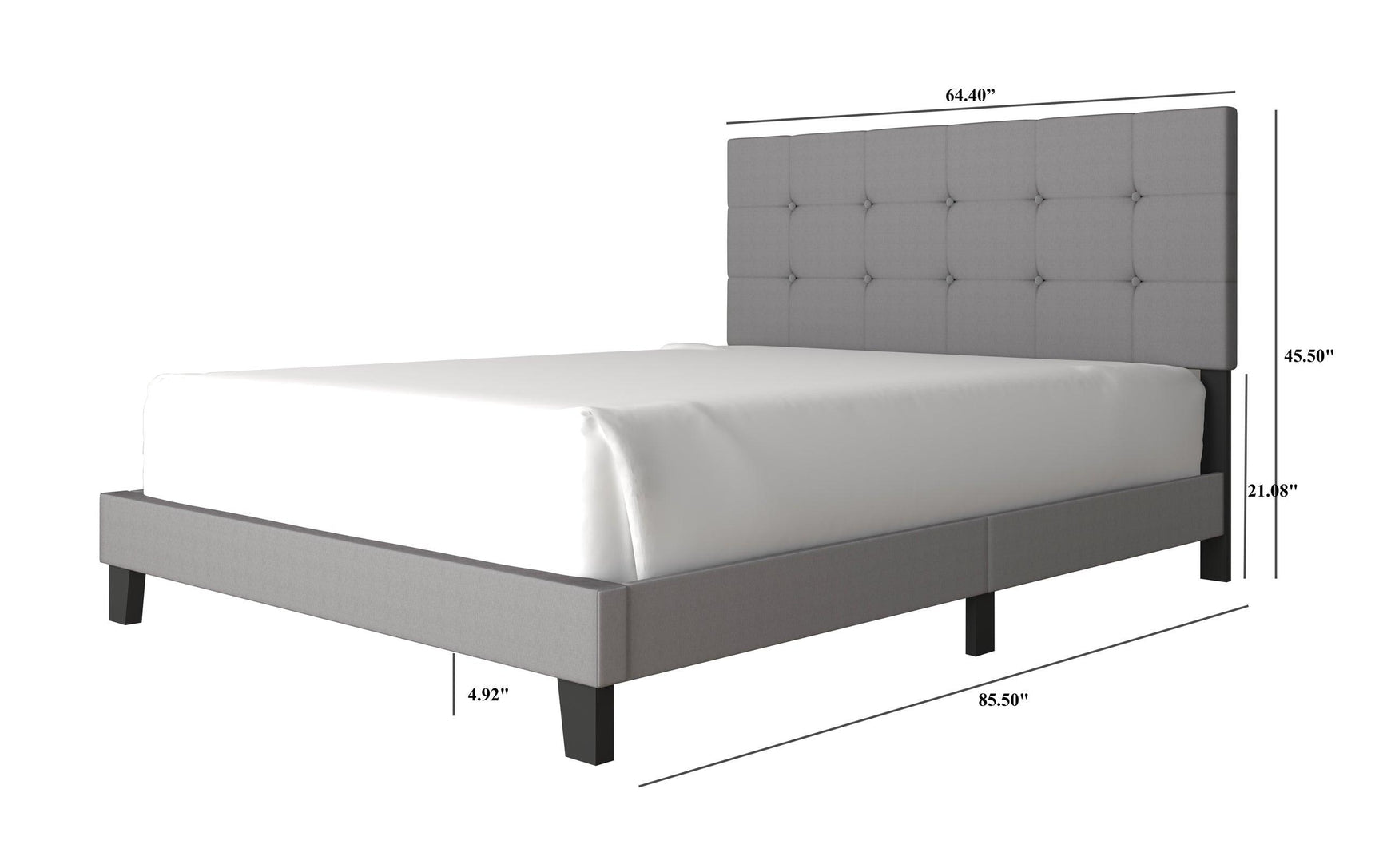 Nini Gray Upholstered Platform Queen Bed