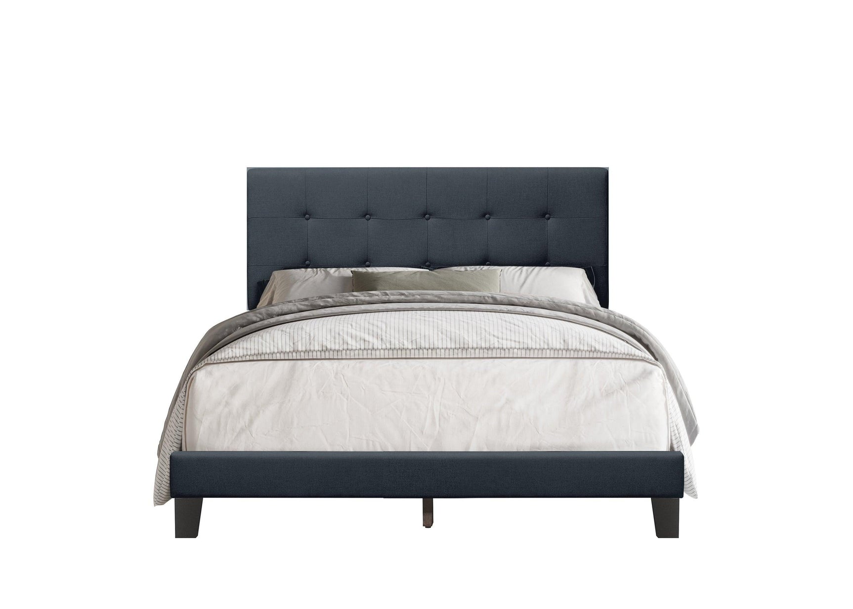 Nini Charcoal Upholstered Platform Full Bed