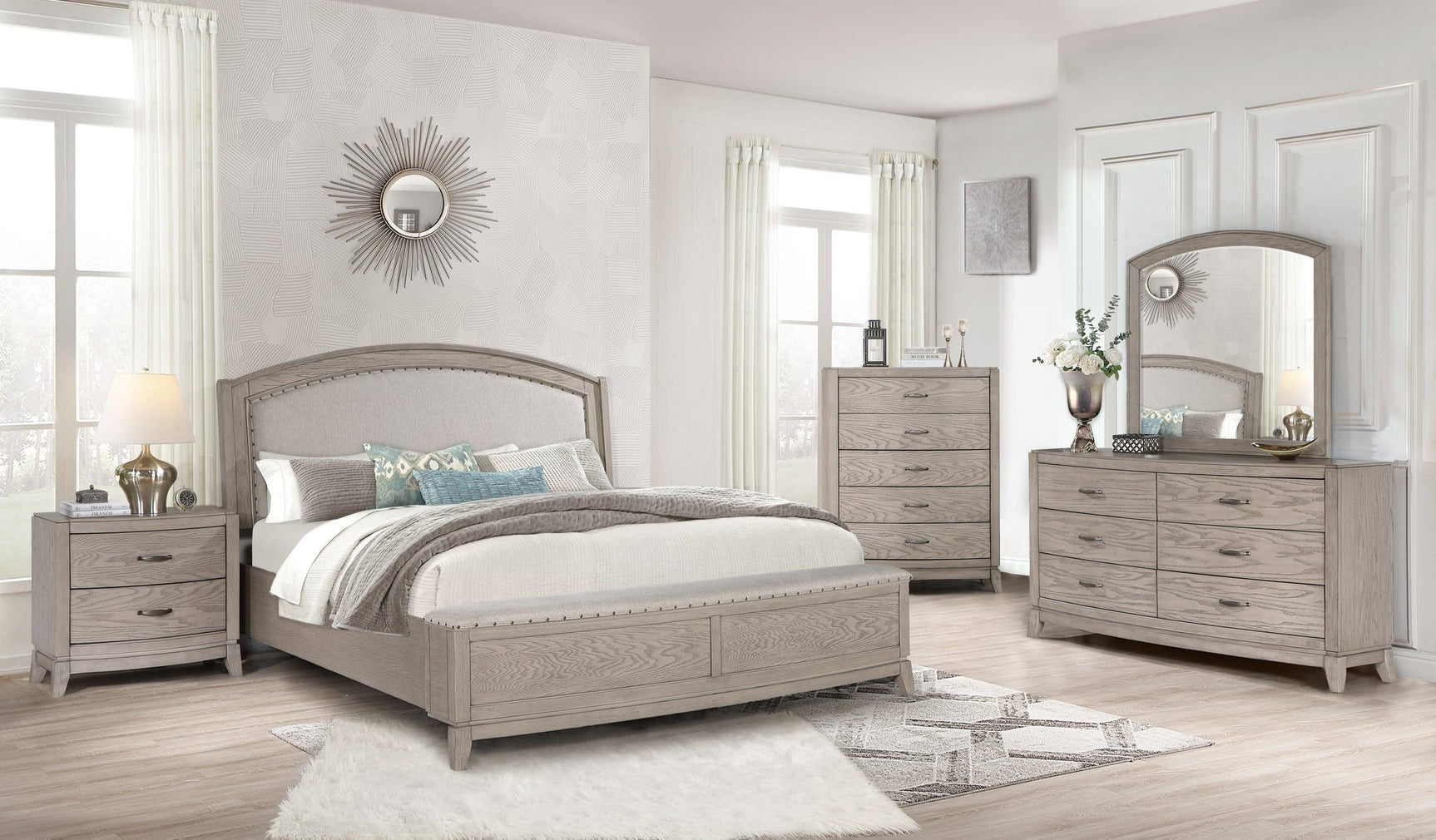 Lima Light Gray Upholstered Bedroom Set