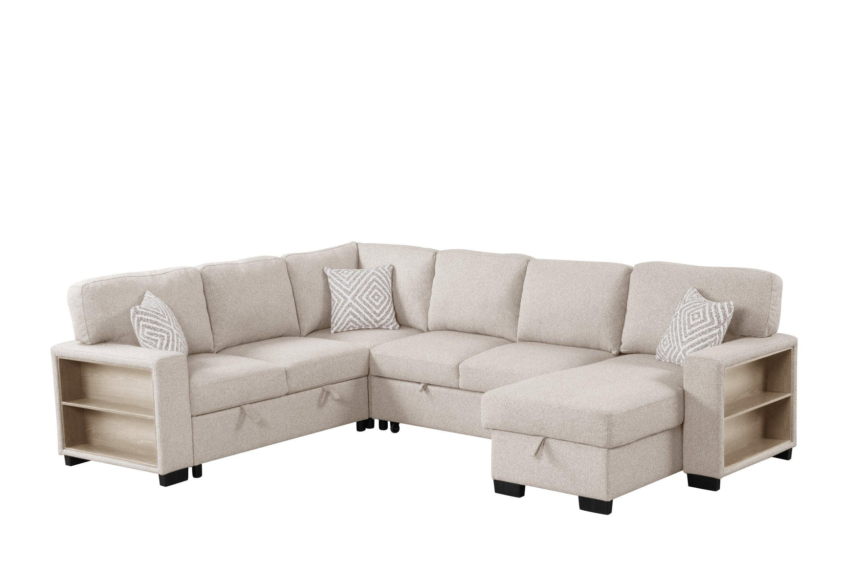 Atlantic Beige Sectional w Pull-Out Bed