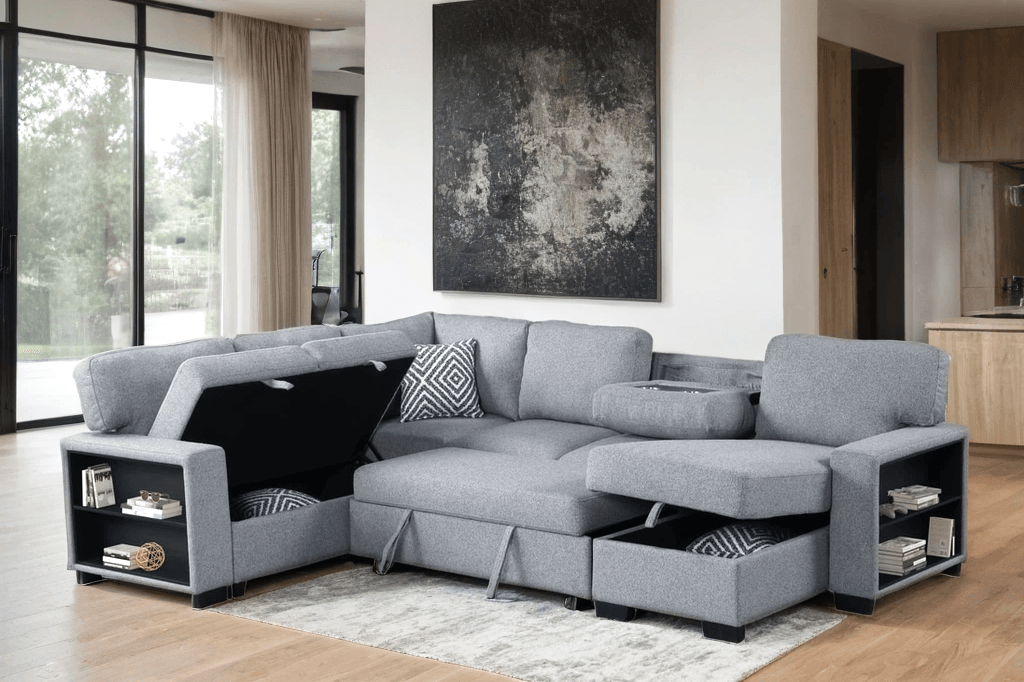 Atlantic Gray Sectional w Pull-Out Bed
