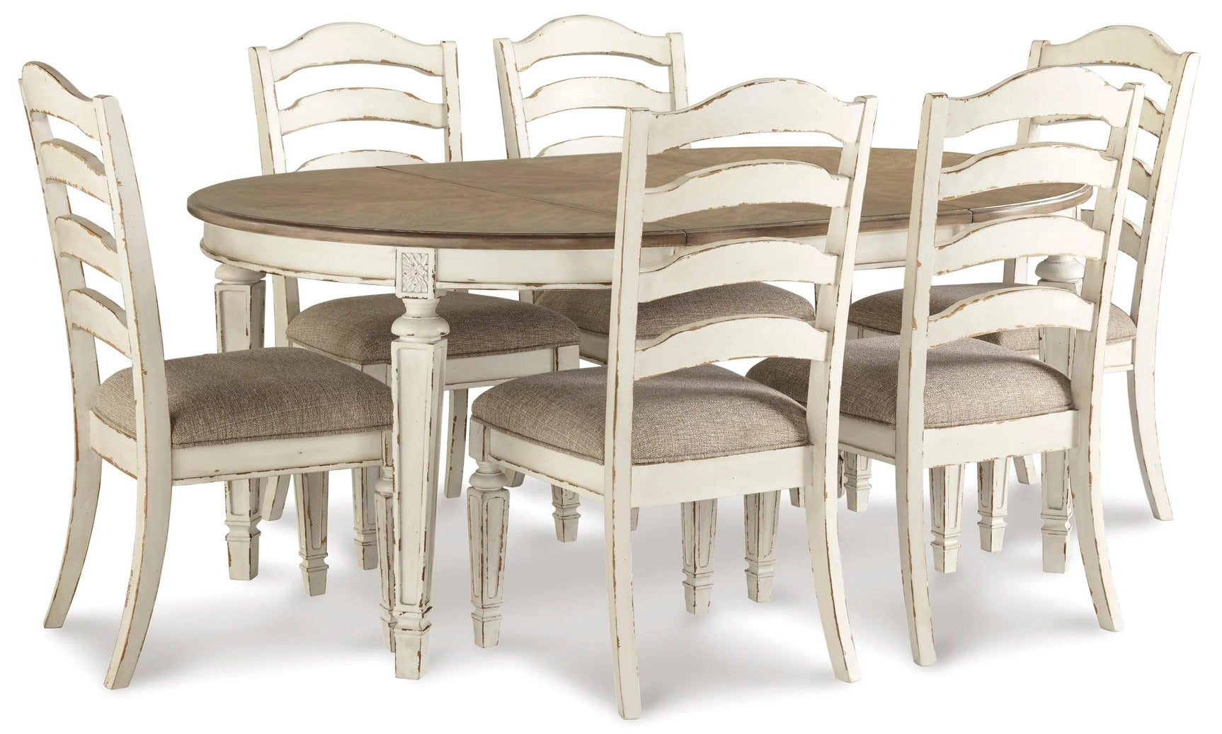 Realyn Chipped White 7-Piece Oval Dining Room Set