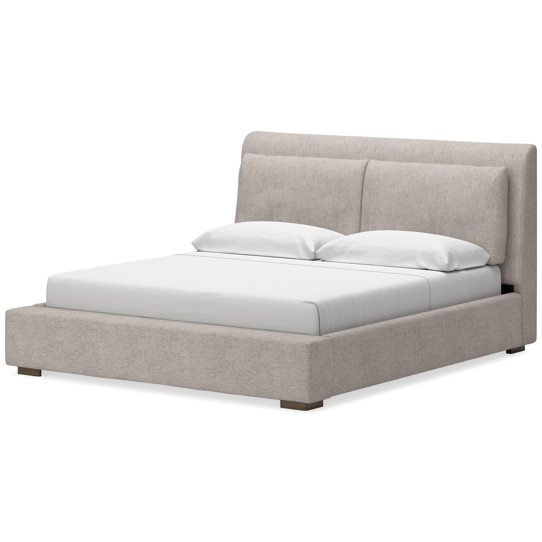 Jully Oatmeal Upholstered Platform Queen Bed
