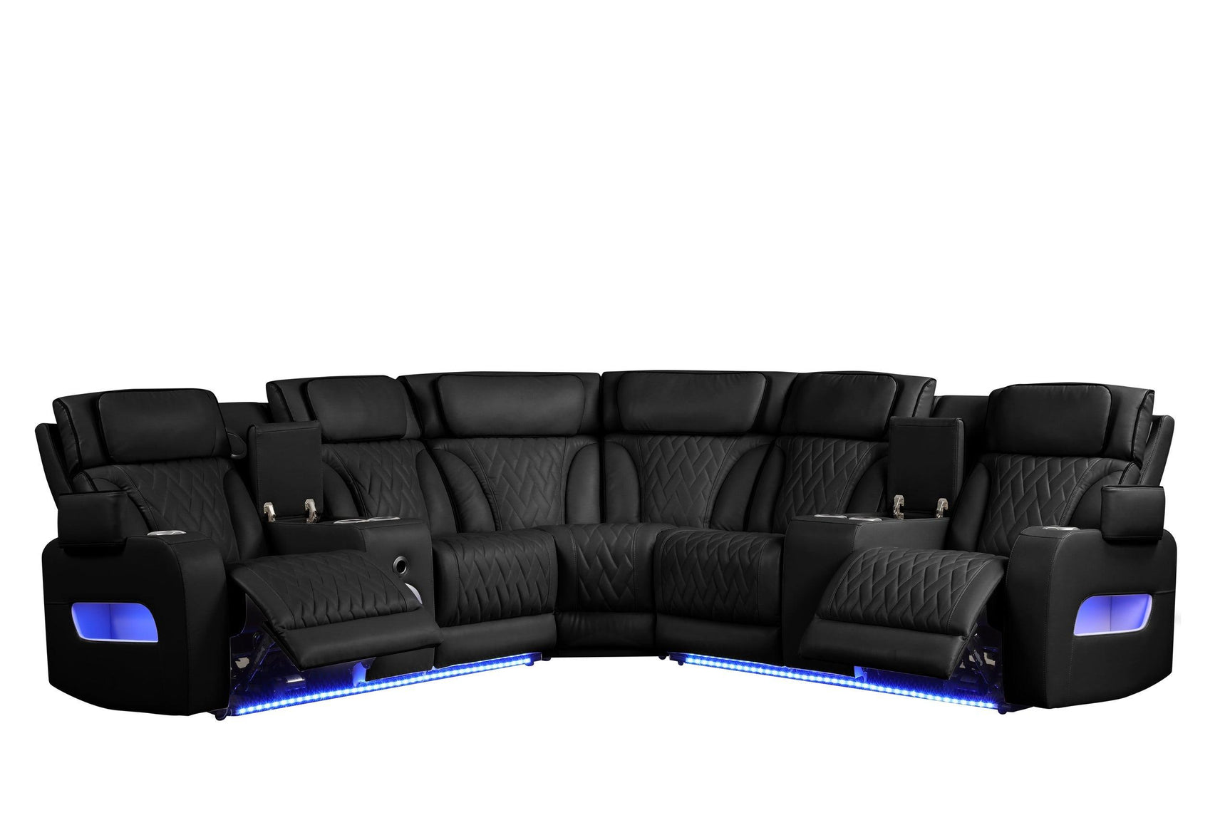 Spain Black Power Reclining Sectional Power Headrests