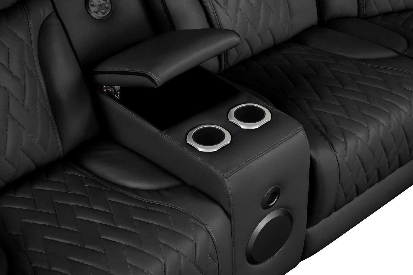 Spain Black Power Reclining Sectional Power Headrests