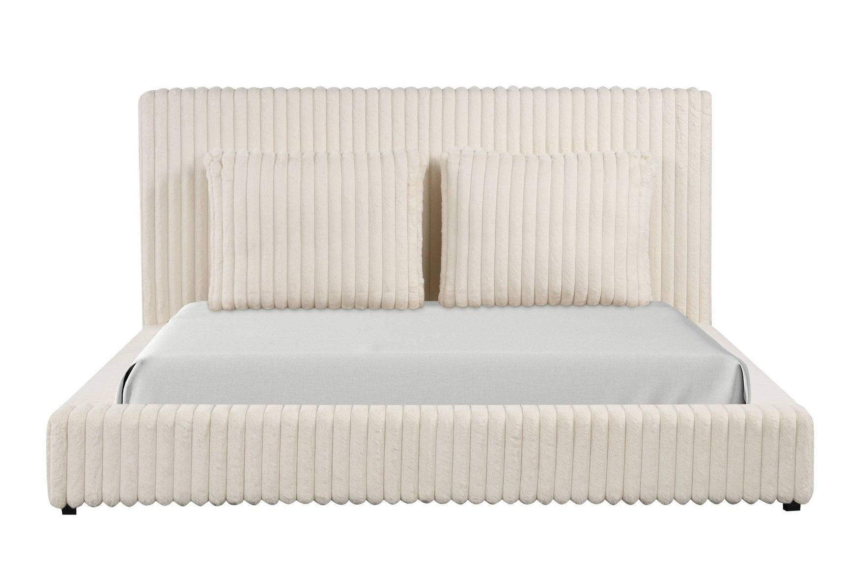 Lauren Beige Upholstered Platform King Bed