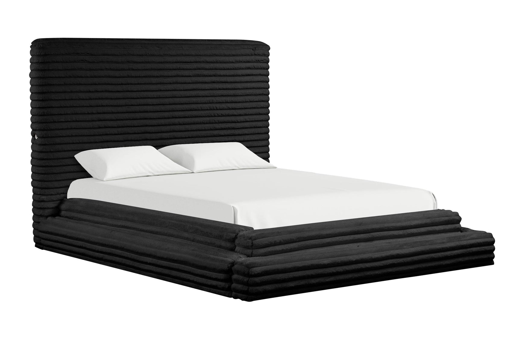 Mariah Black Upholstered Platform Queen Bed