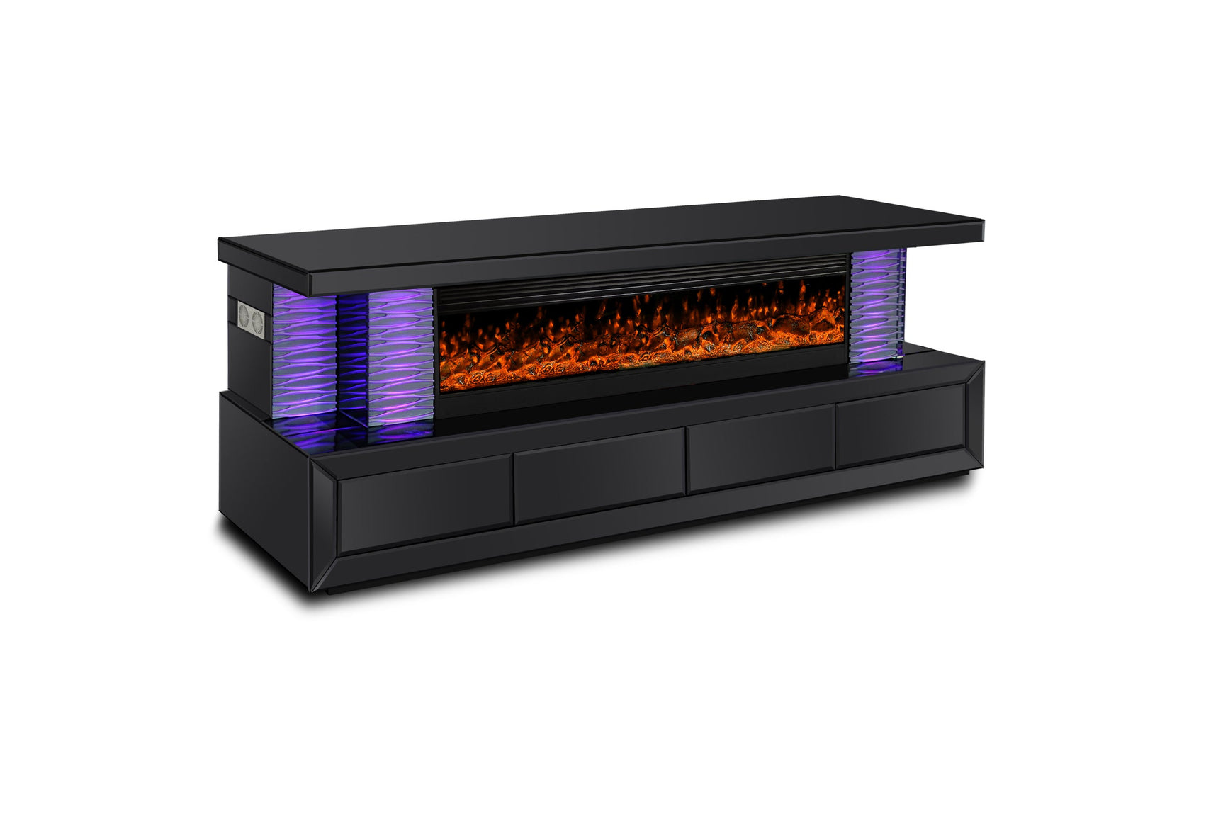 A98 Black TV Stand Fireplace