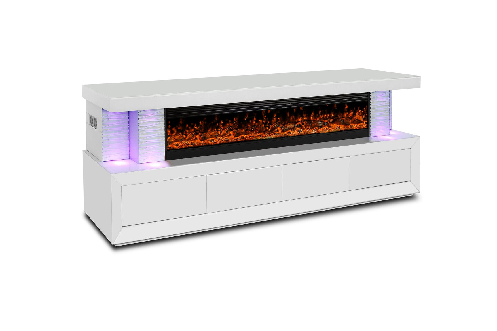 A97 White TV Stand Fireplace