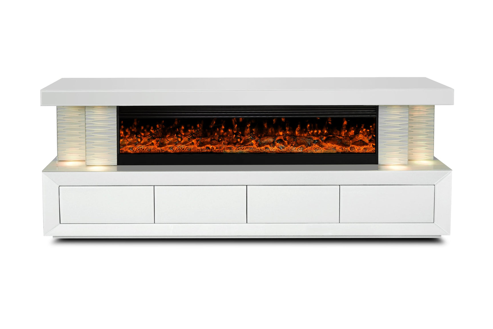 A97 White TV Stand Fireplace