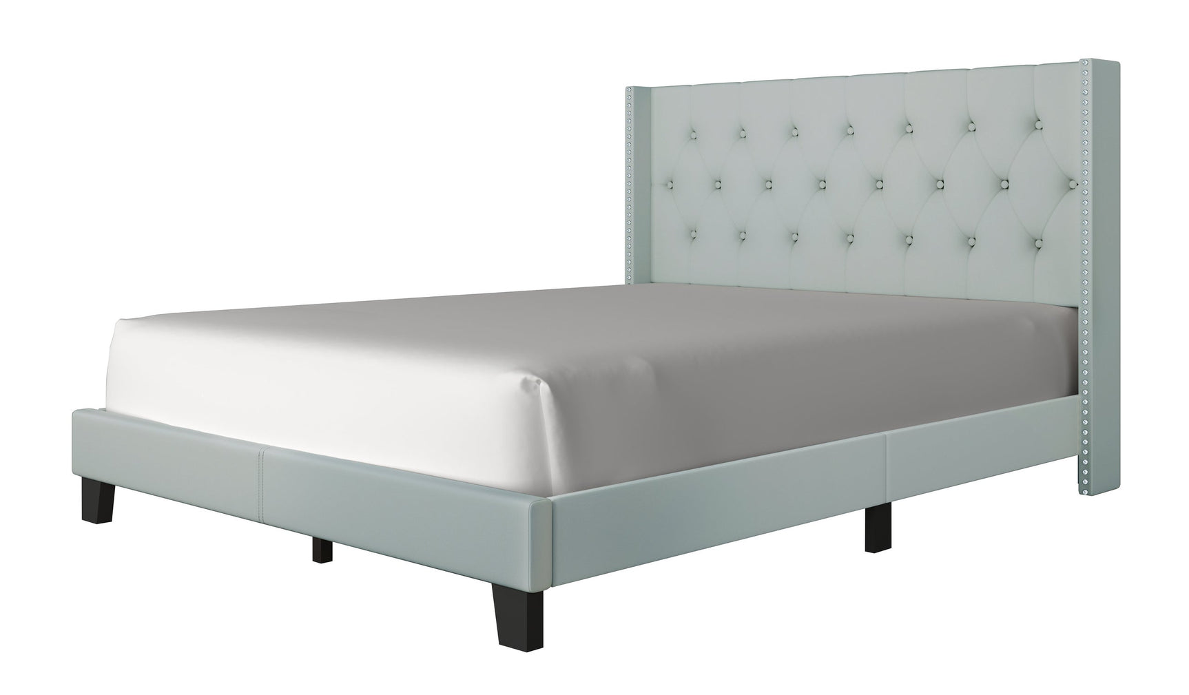 Hikaru Teal Upholstered Tufted Platform Twin Bed