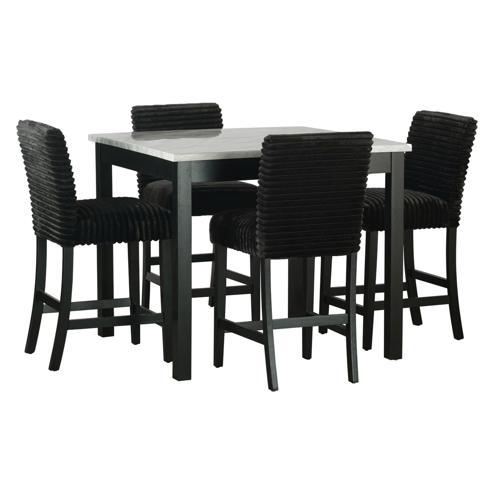 Dior Black Pub Table + 4 Chair Set