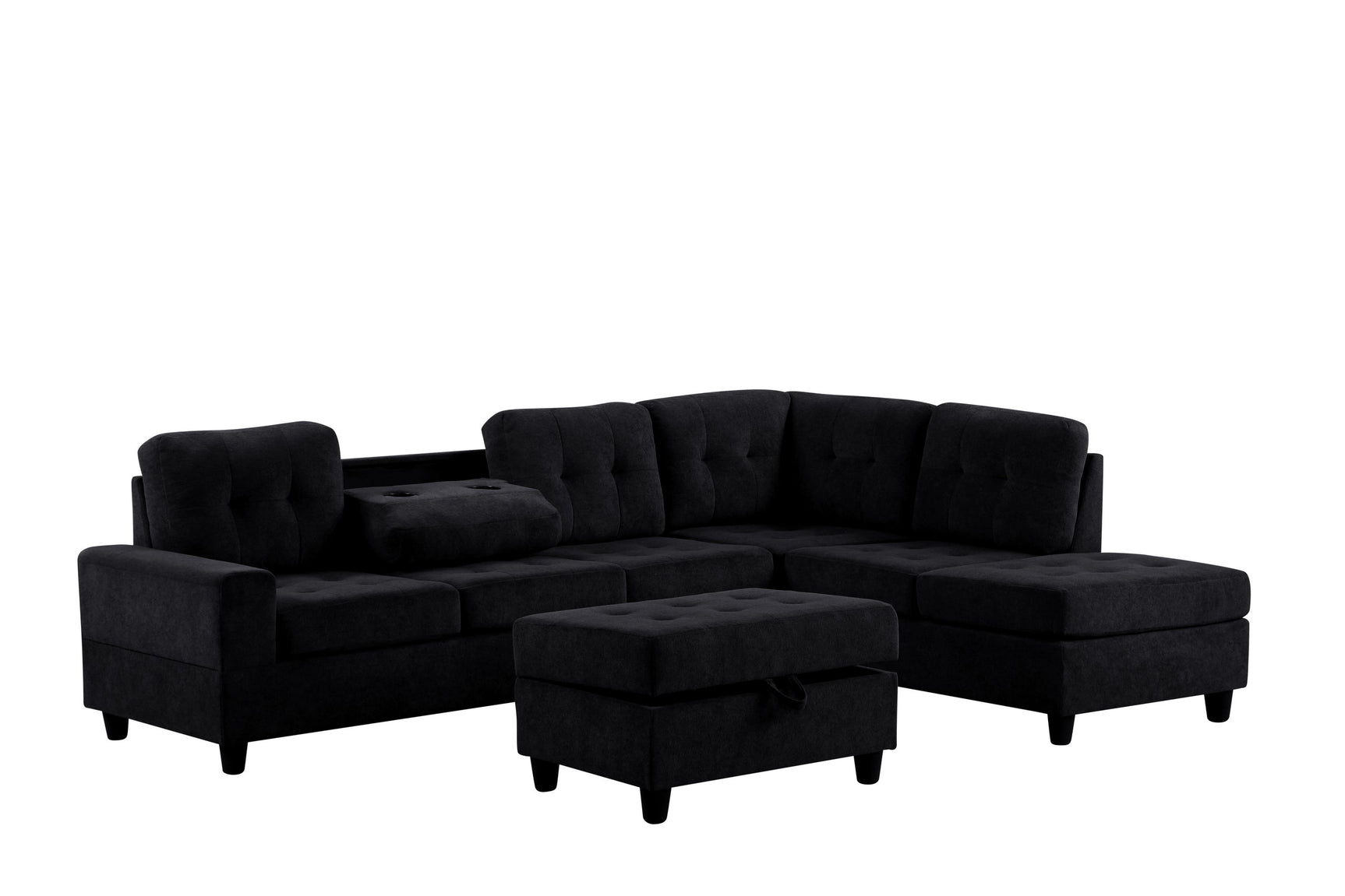 Heights Black Reversible Sectional + Ottoman