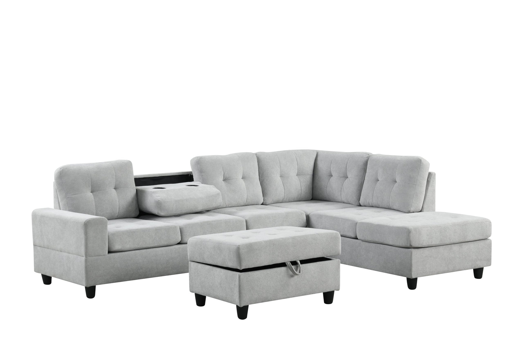 Heights Light Gray Reversible Sectional + Ottoman