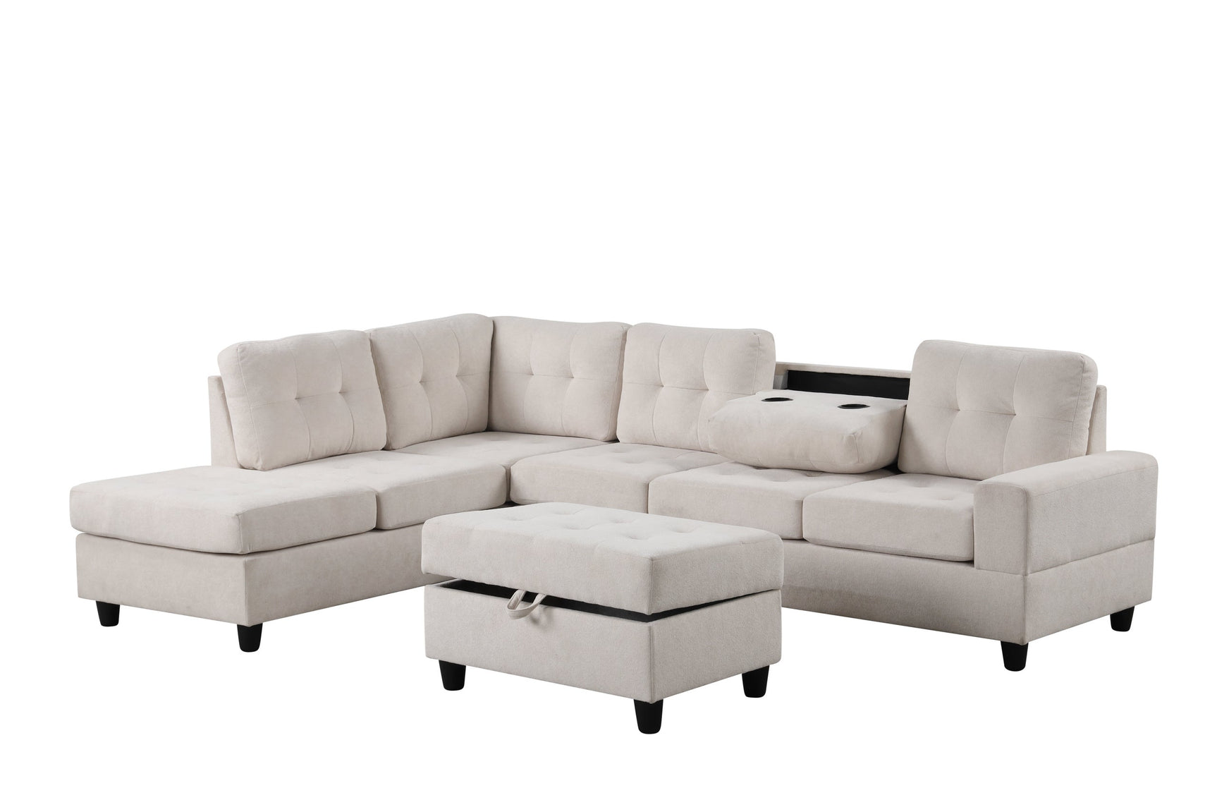 Heights Beige Reversible Sectional + Ottoman