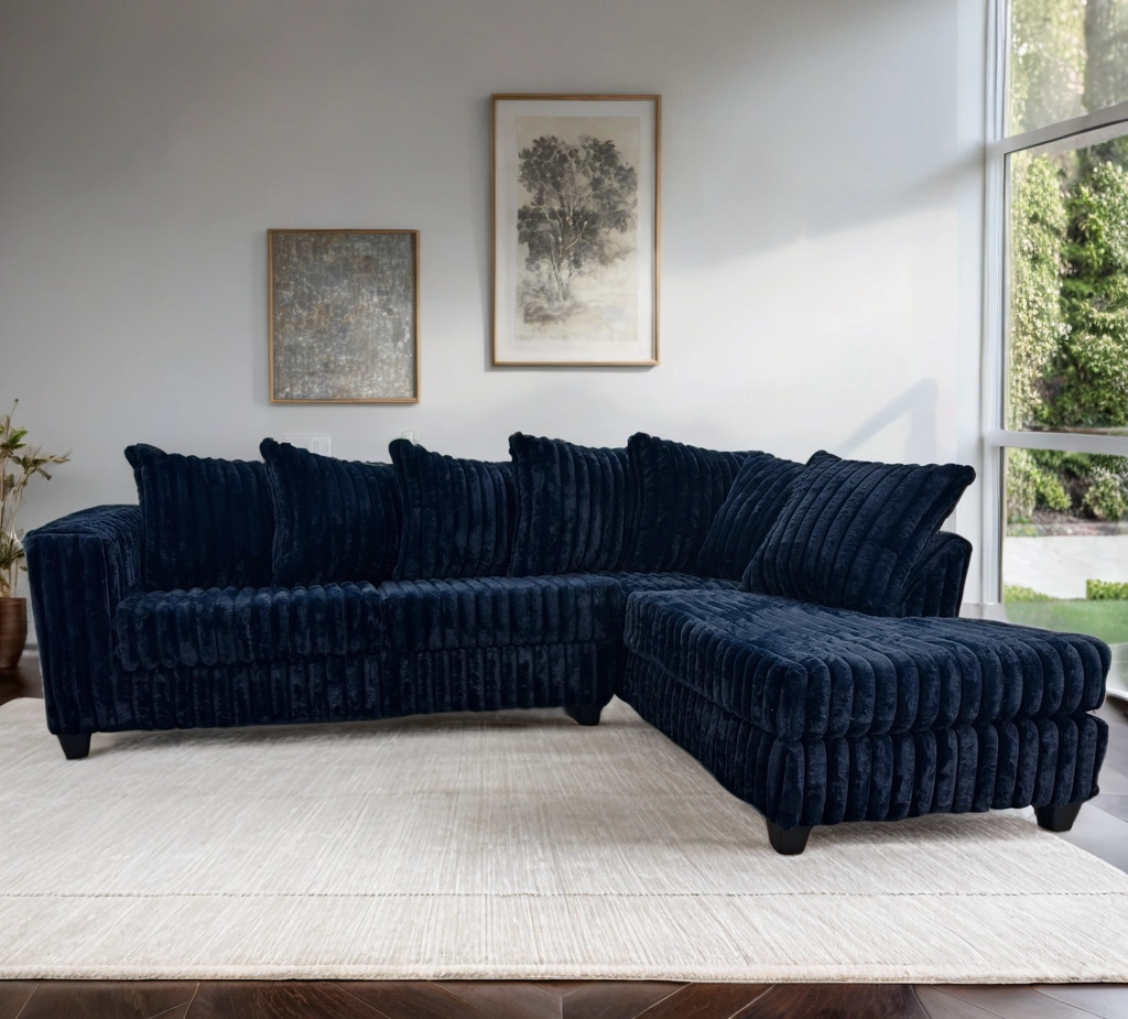 FiveTen Navy Velvet Sectional