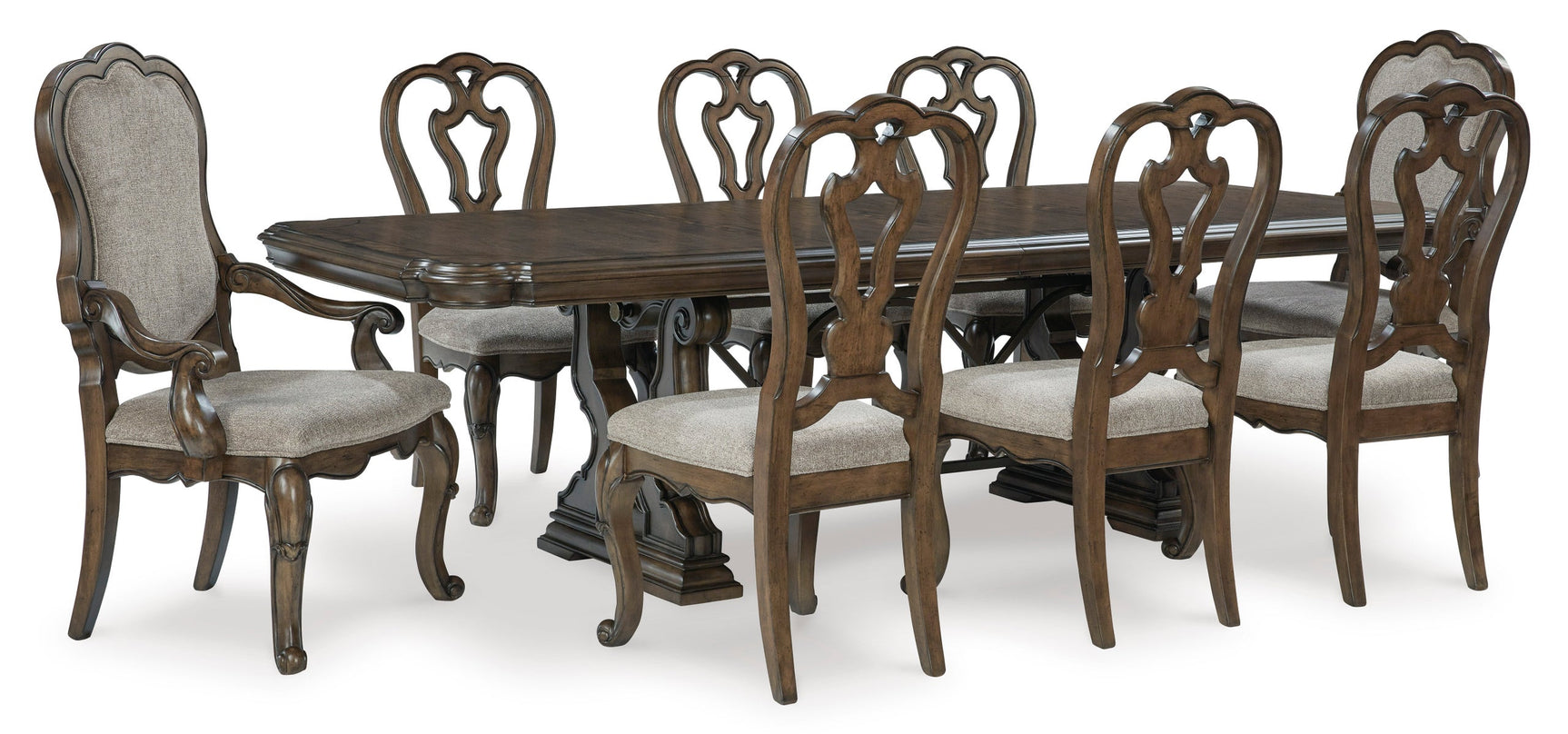 Divine Dark Cherry Pedestal Table + 6 Chairs