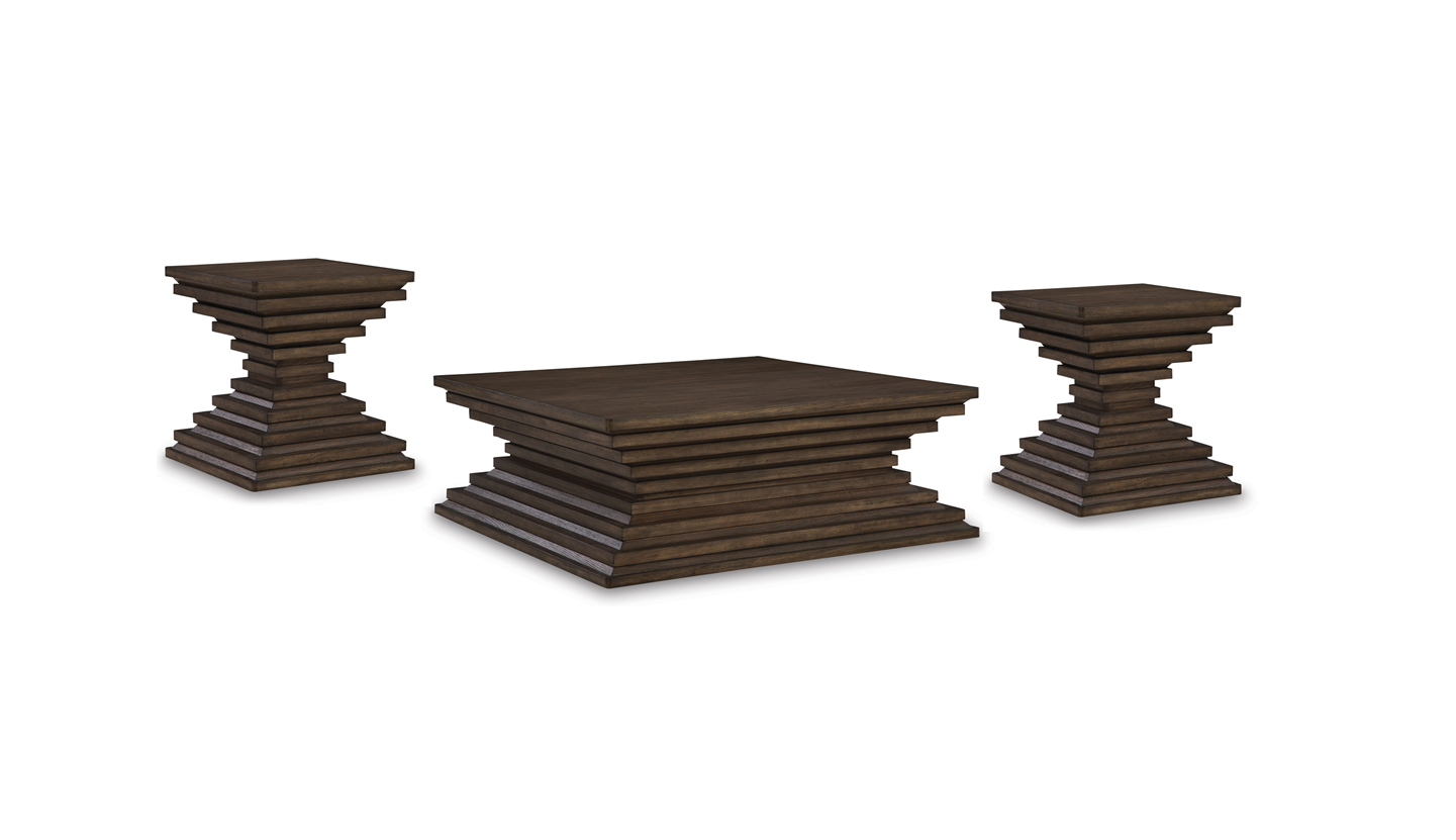 Hannodream Warm Brown Occasional Table Set