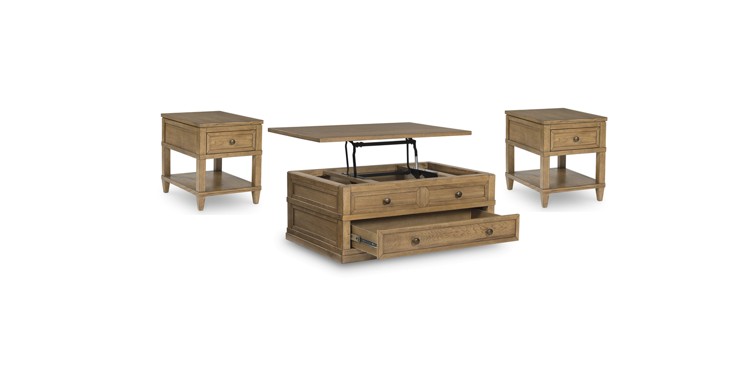 Tomiris Brown Lift Top 3-Piece Occasional Table Set