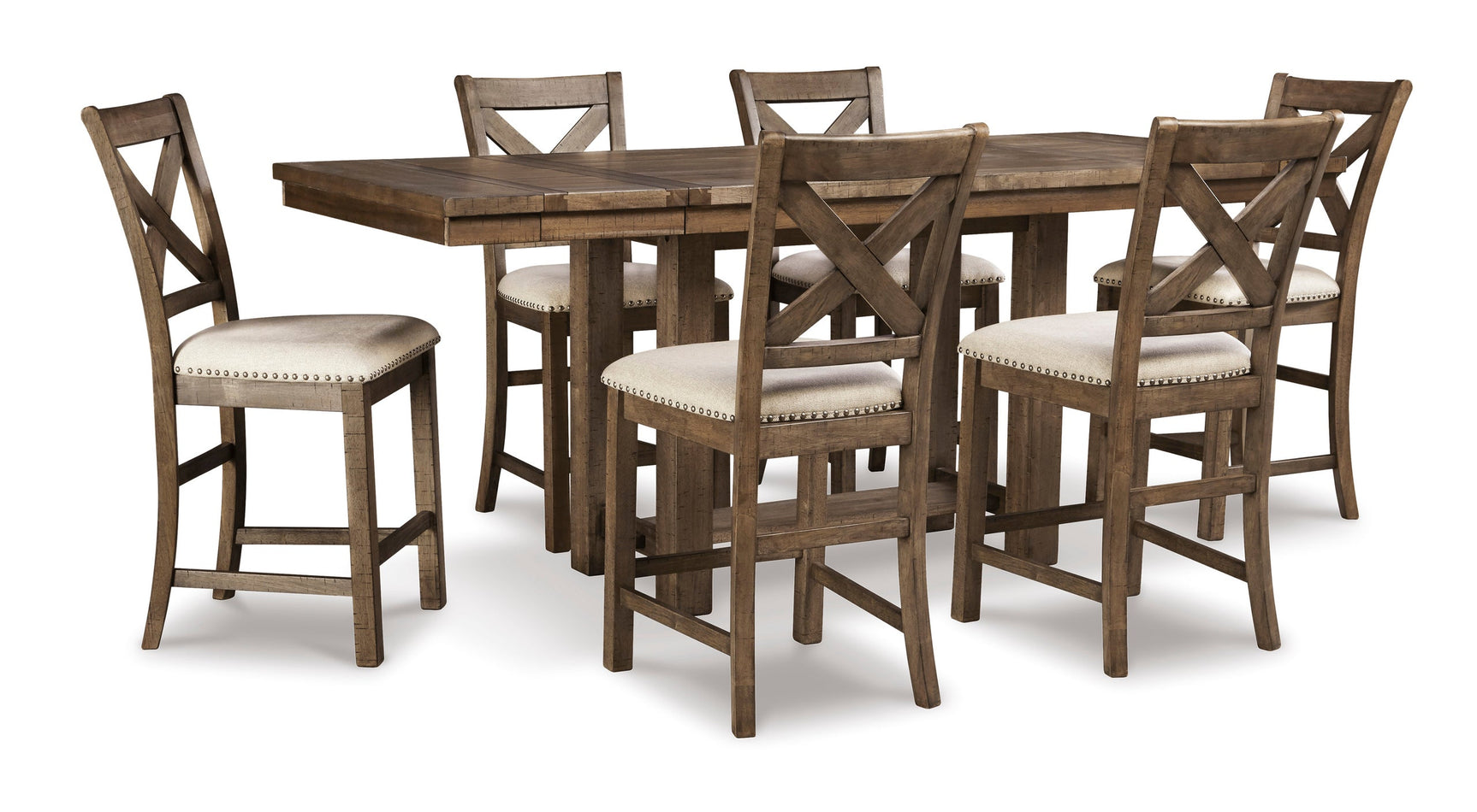 Desi Brown Counter Height Table + 6 Chairs Set