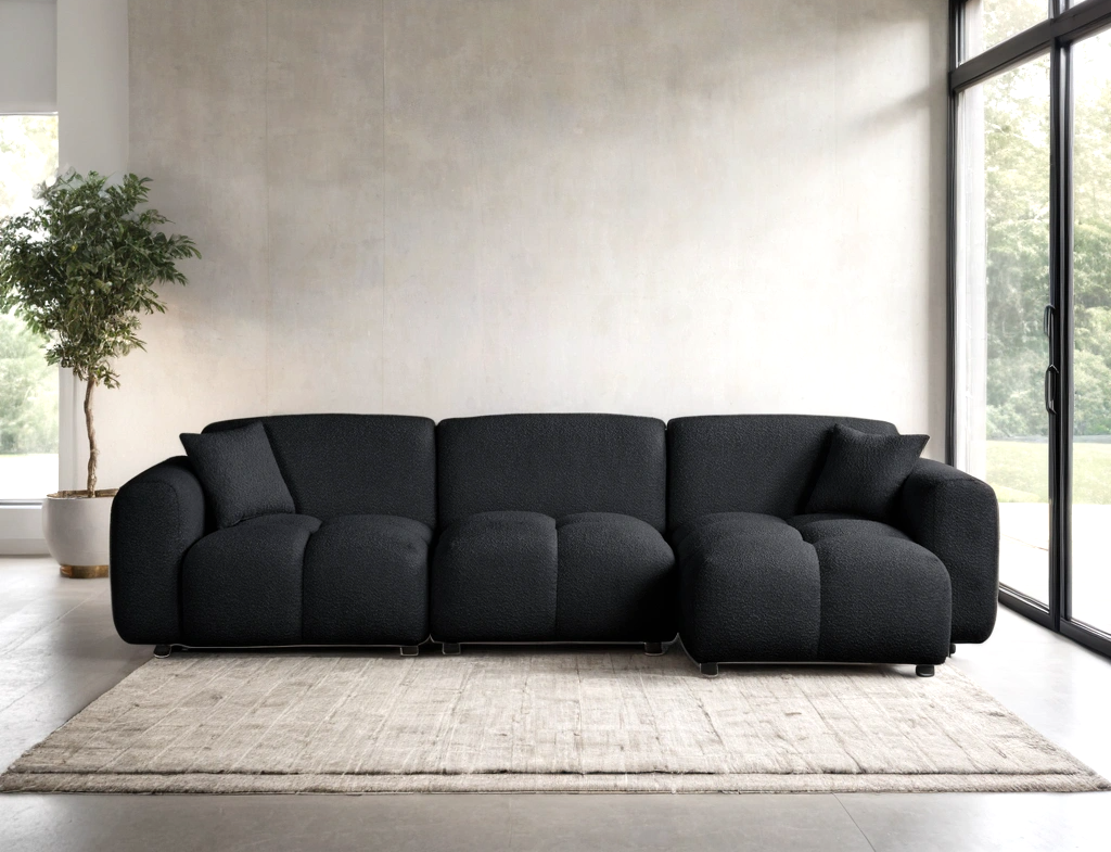 Bella Black Boucle Sectional