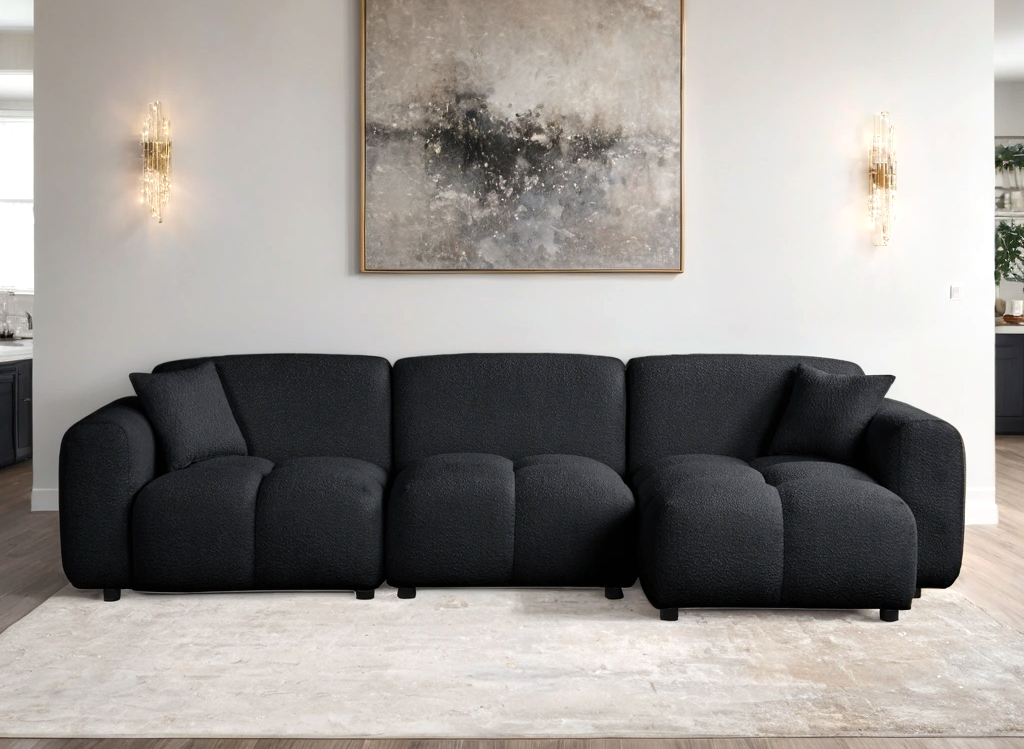 Bella Black Boucle Sectional