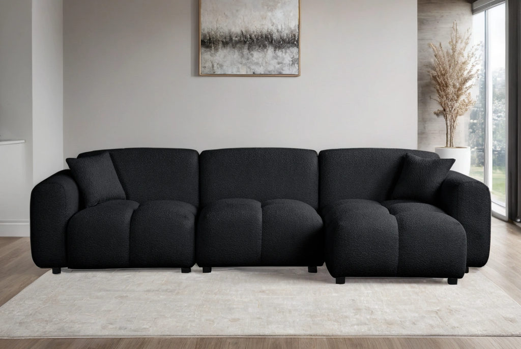 Bella Black Boucle Sectional