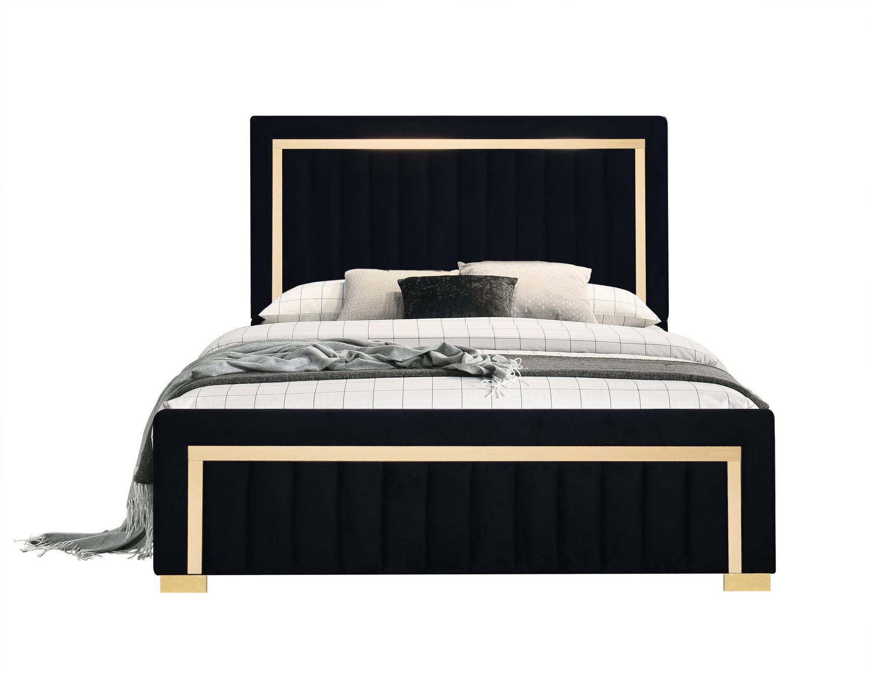 Henry Black Upholstered Panel Twin Bed