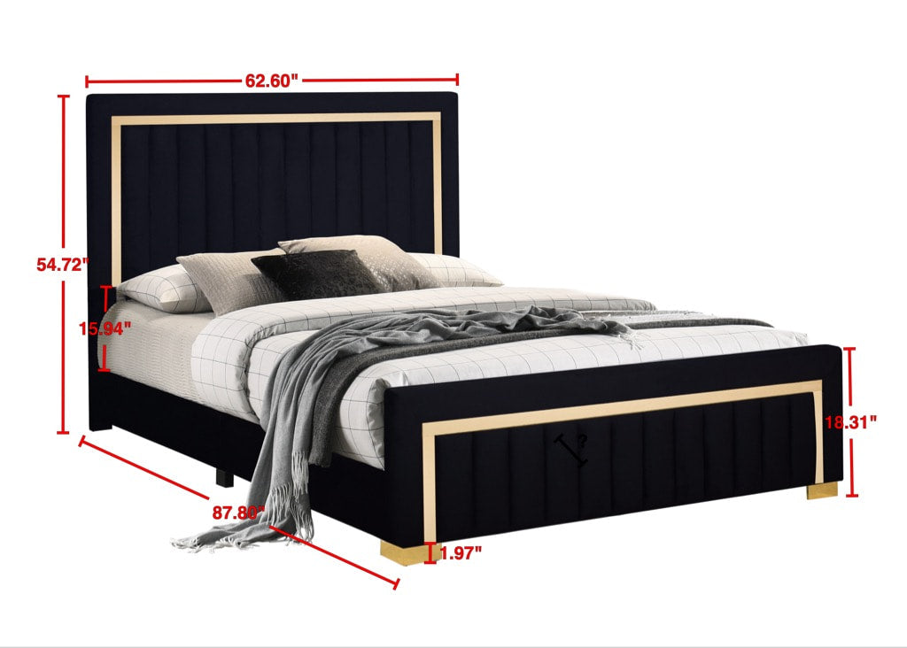 Henry Black Upholstered Panel Twin Bed