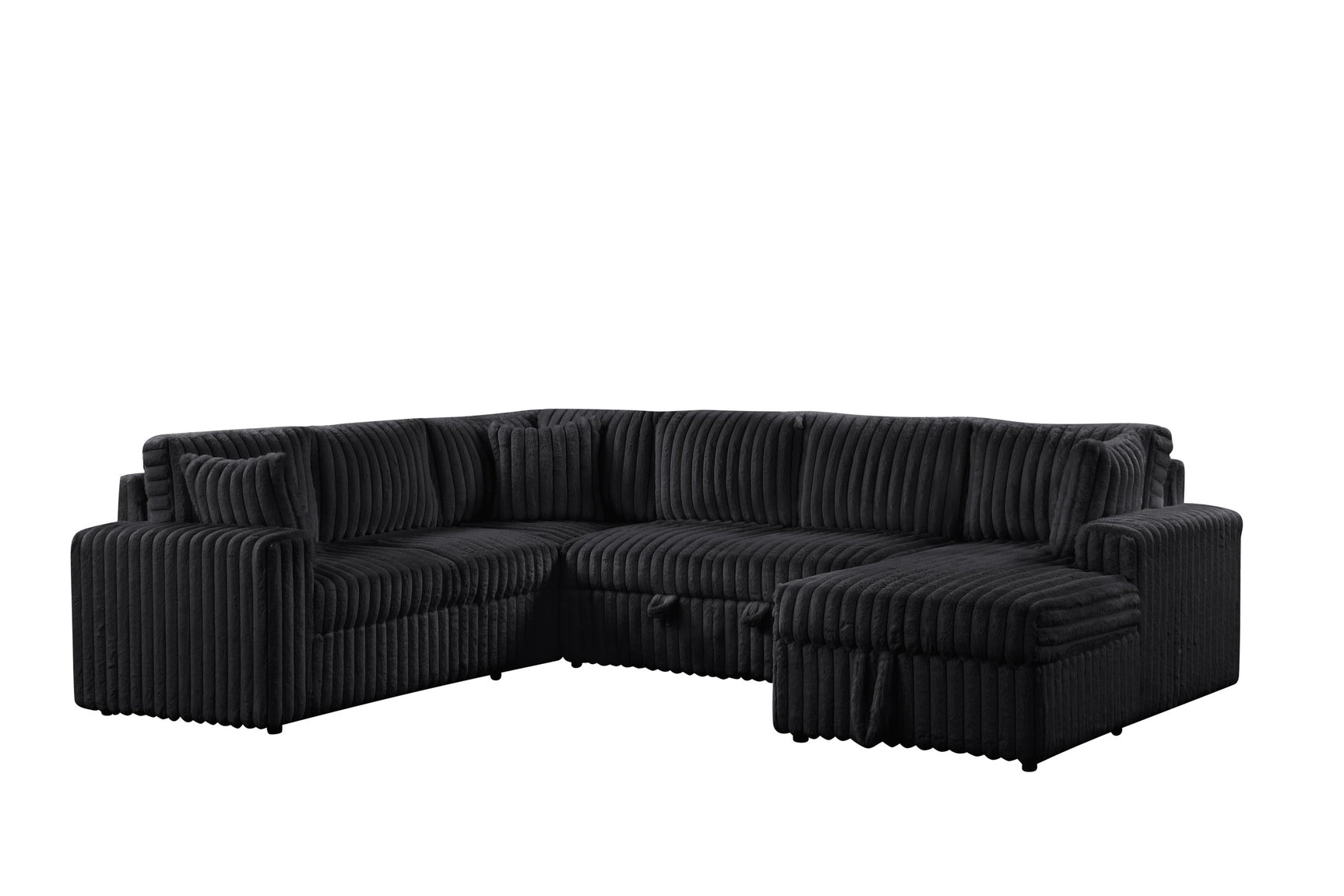 Forever Black Fabric Sectional With Pull-Out Bed